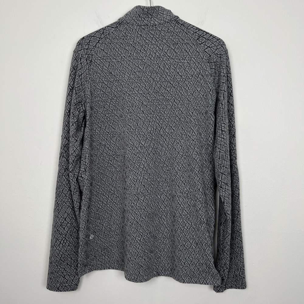 Lululemon Men's M Surge Warm Grey Geometric Grid Quarter Zip Pullover Sweatshirt - Picture 7 of 9